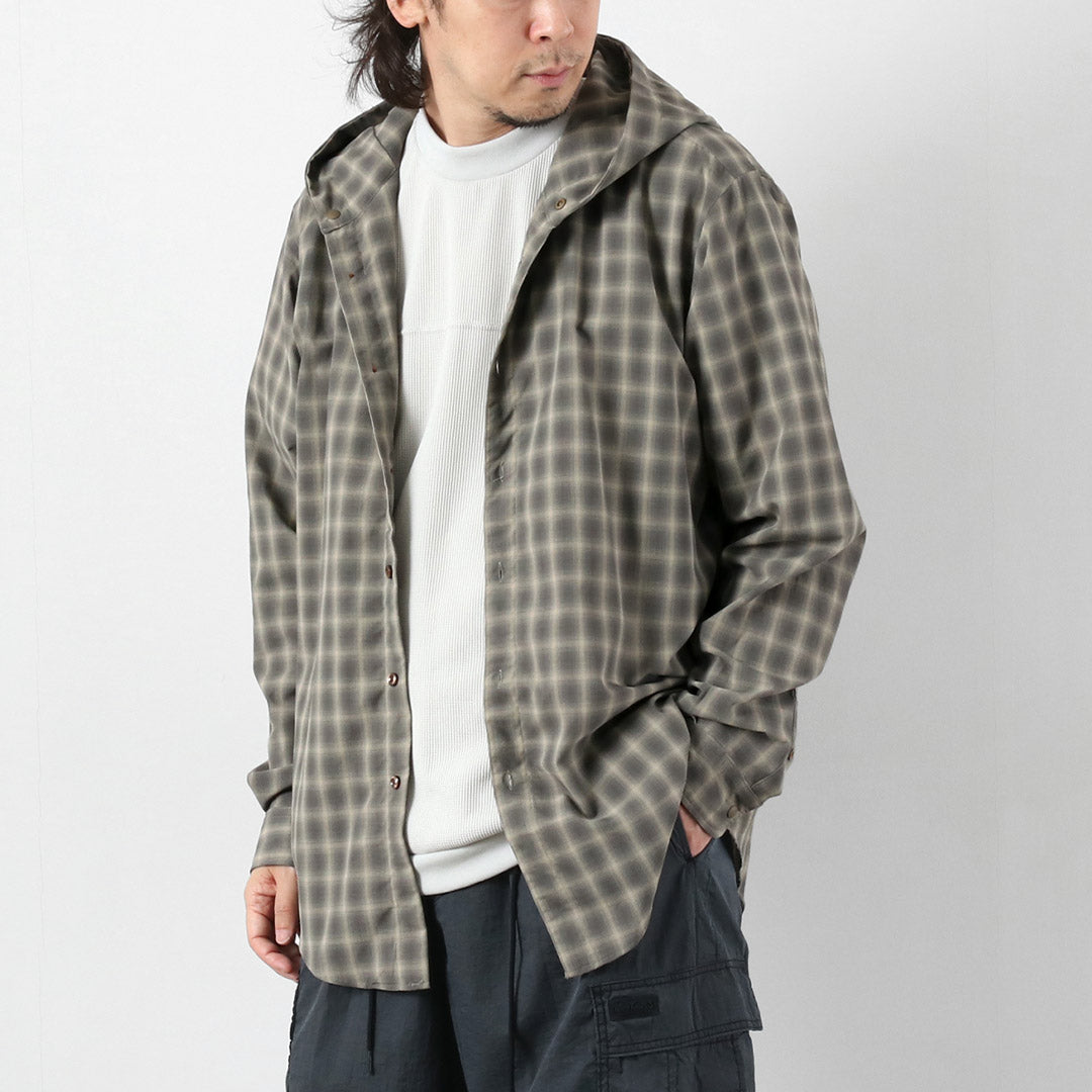 RAG（ラグ） オンブレチェック フーデッド シャツ 日本製 UVカット