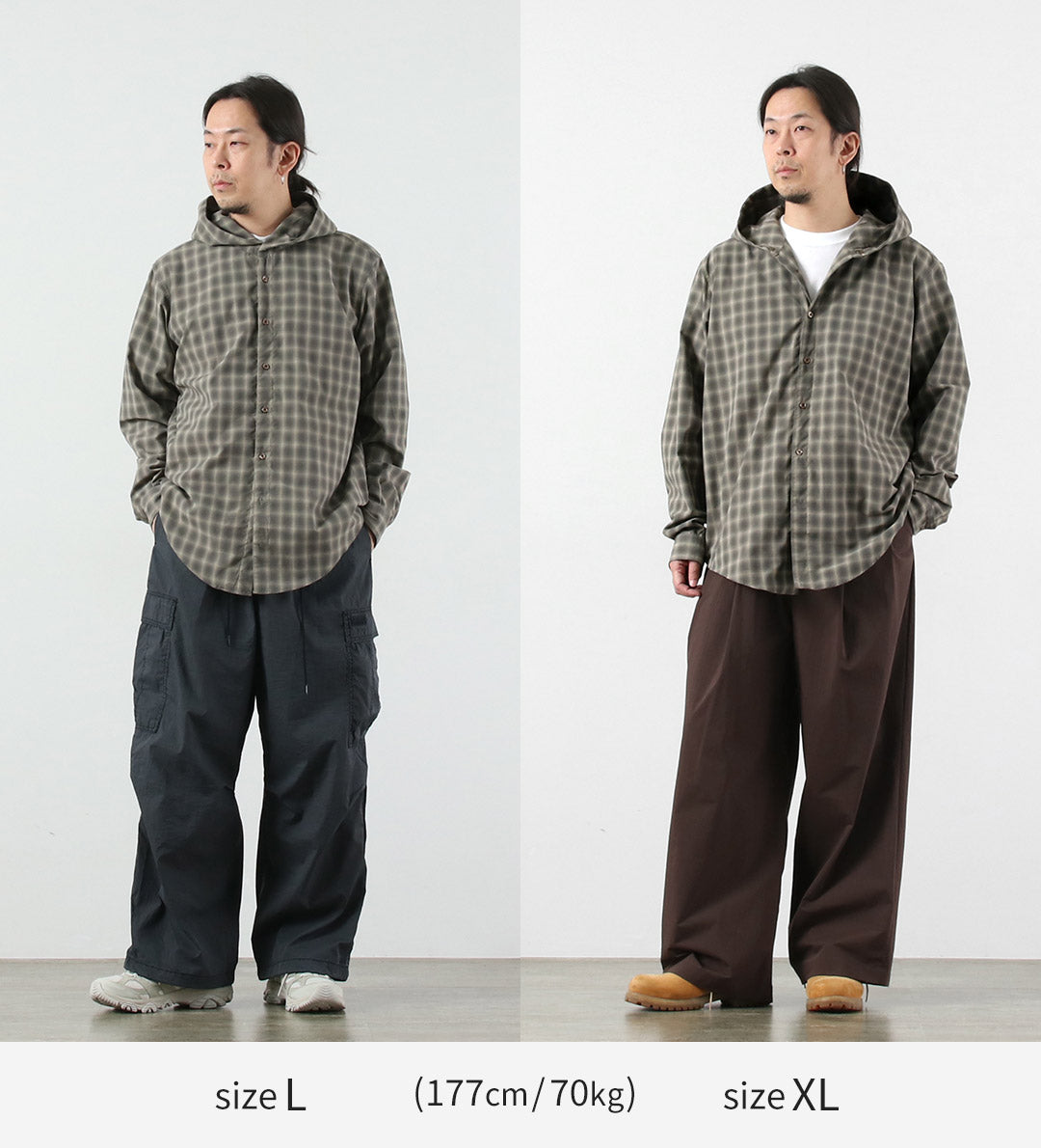RAG（ラグ） オンブレチェック フーデッド シャツ 日本製 UVカット