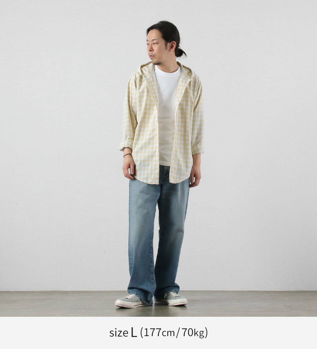 RAG（ラグ） オンブレチェック フーデッド シャツ 日本製 UVカット