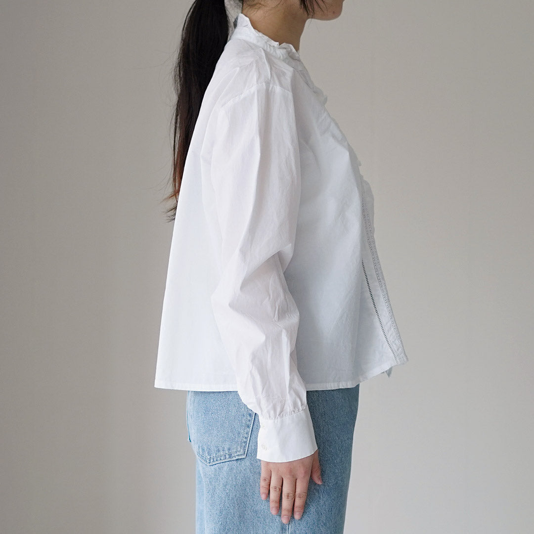 MIDIUMI（ミディウミ） フロントフリル レースシャツ 日本製