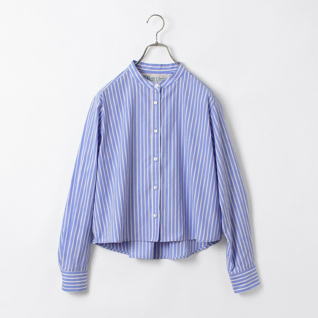 MidiUmi パターンショートシャツ ブルーストライプ MIDIUMI（ミディウミ） パターン ショートシャツ 日本製 / レディース