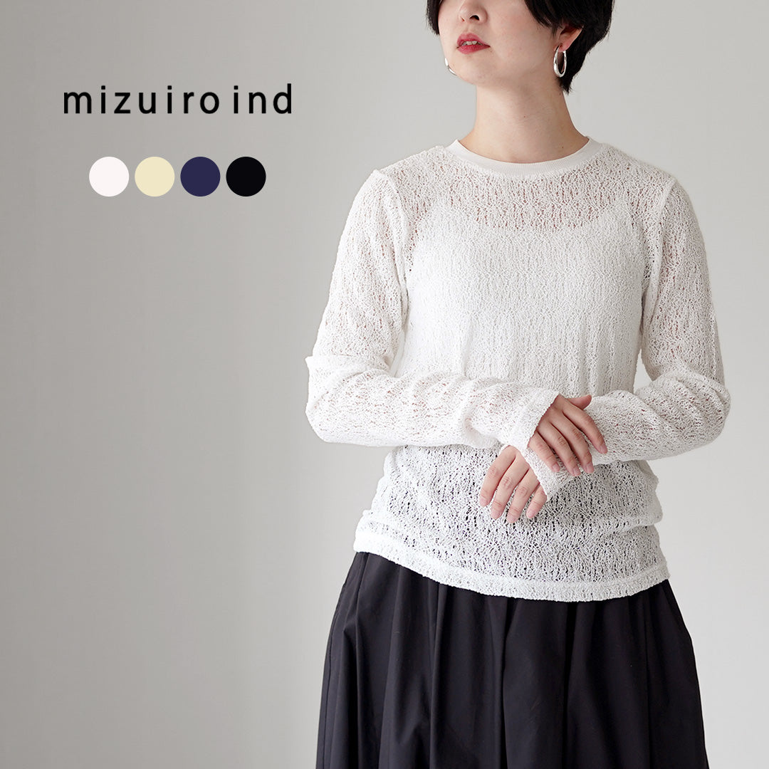 mizuiro ind（ミズイロインド） レース クルーネック Tシャツ 日本製
