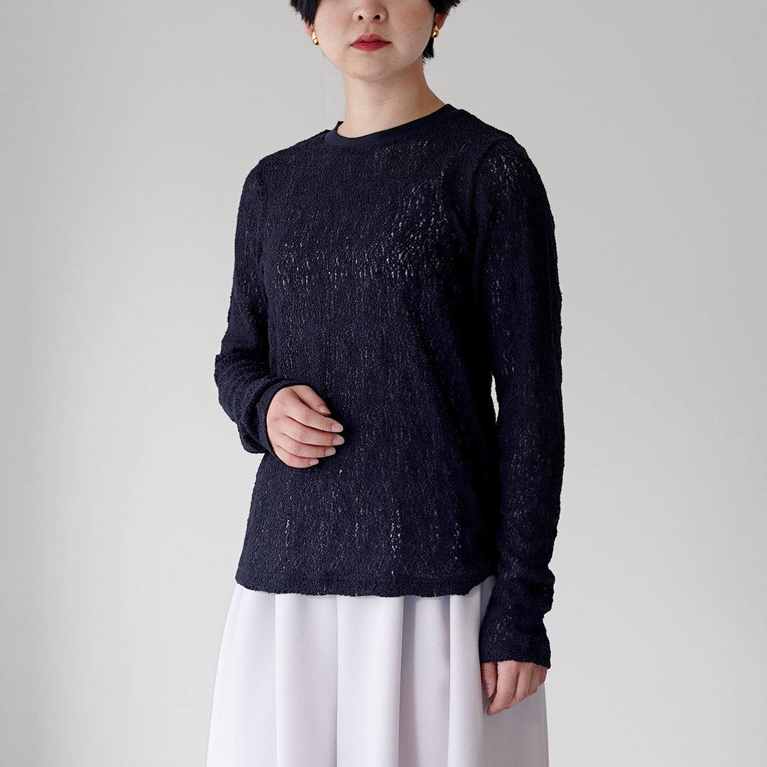 mizuiro ind（ミズイロインド） レース クルーネック Tシャツ 日本製