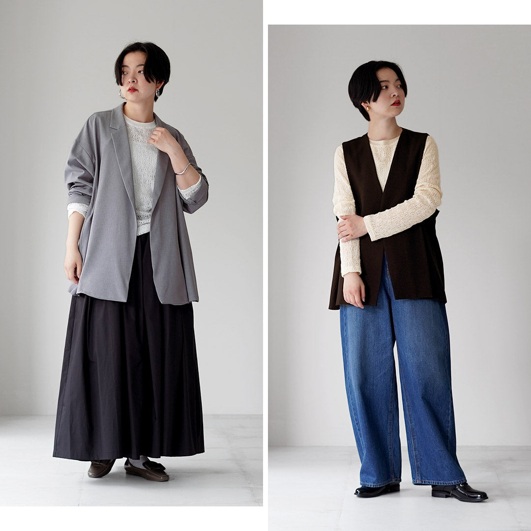 mizuiro ind（ミズイロインド） レース クルーネック Tシャツ 日本製