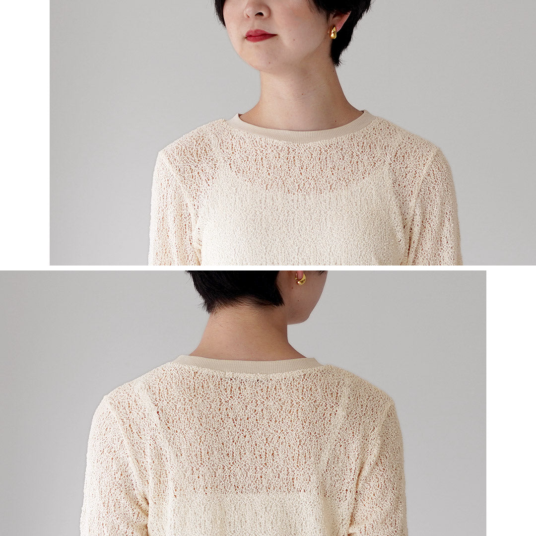 mizuiro ind（ミズイロインド） レース クルーネック Tシャツ 日本製