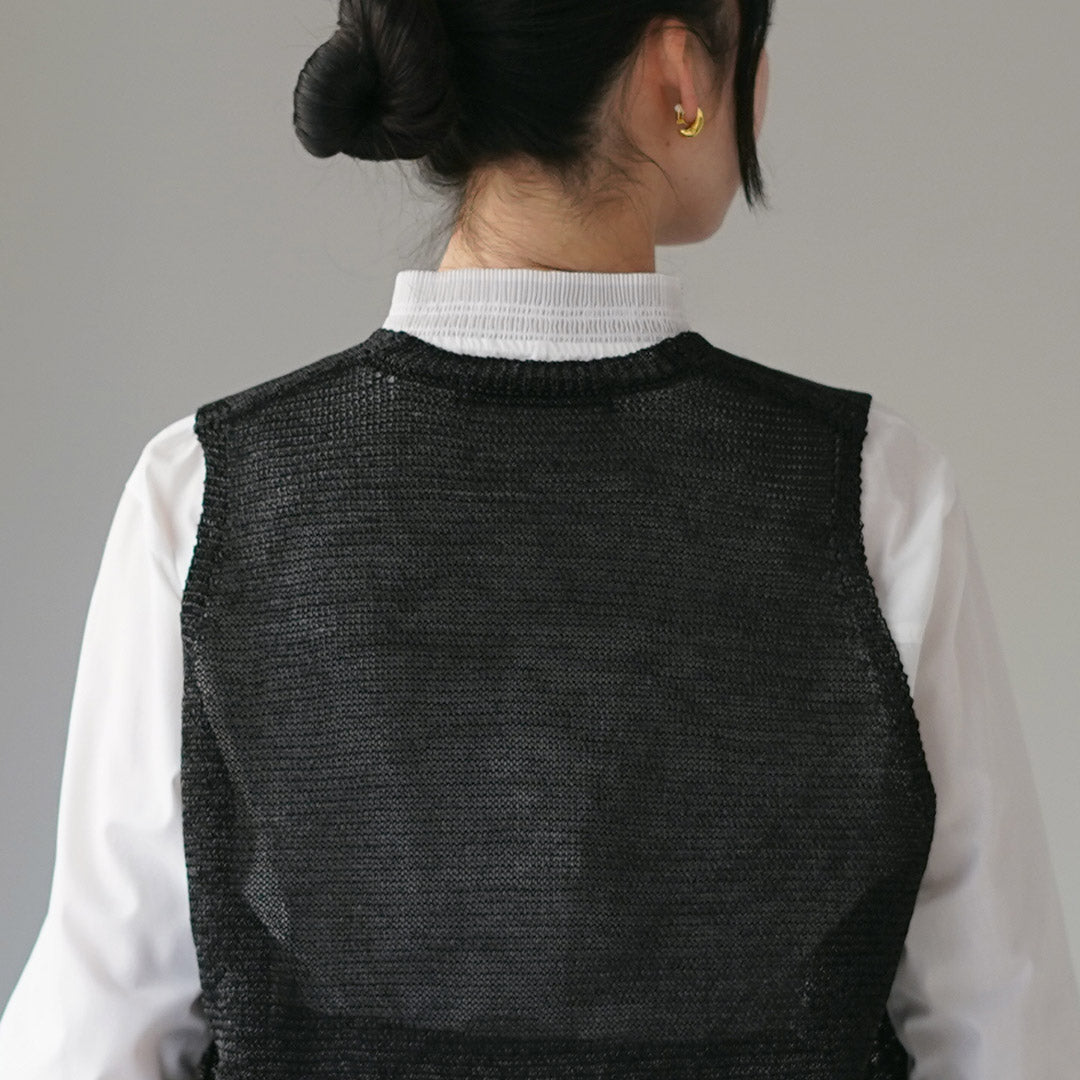 ミズイロインド黒ベスト SALE 50%OFF】mizuiro ind(ミズイロインド) deep V neck wide vest