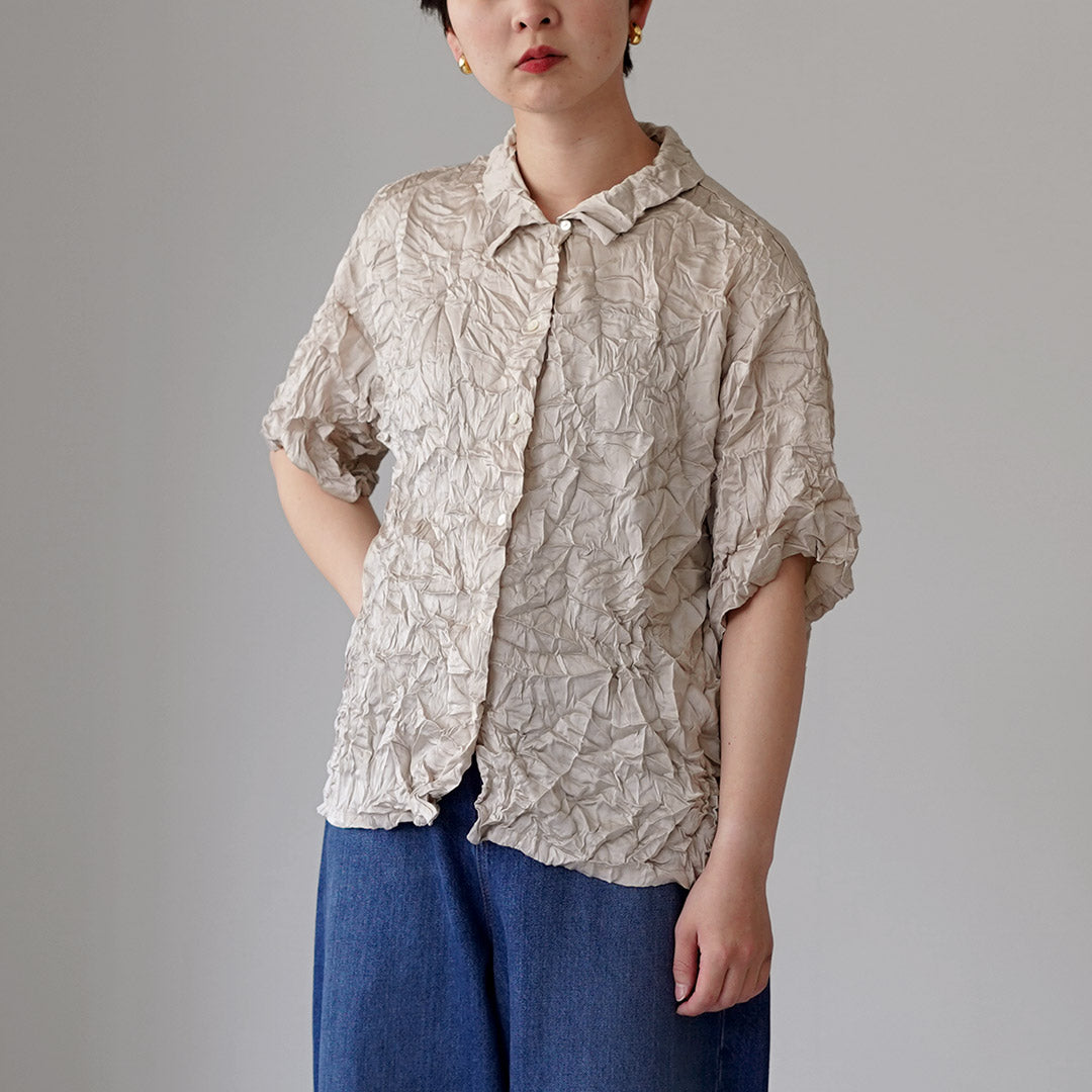 mizuiro ind（ミズイロインド） ワッシャー ハーフスリーブ シャツ