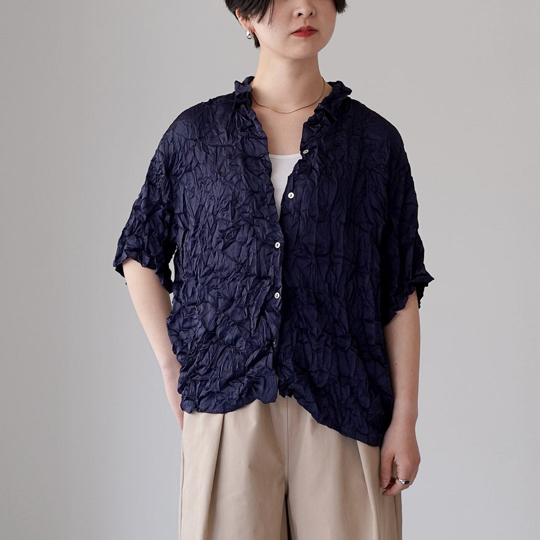 mizuiro ind（ミズイロインド） ワッシャー ハーフスリーブ シャツ