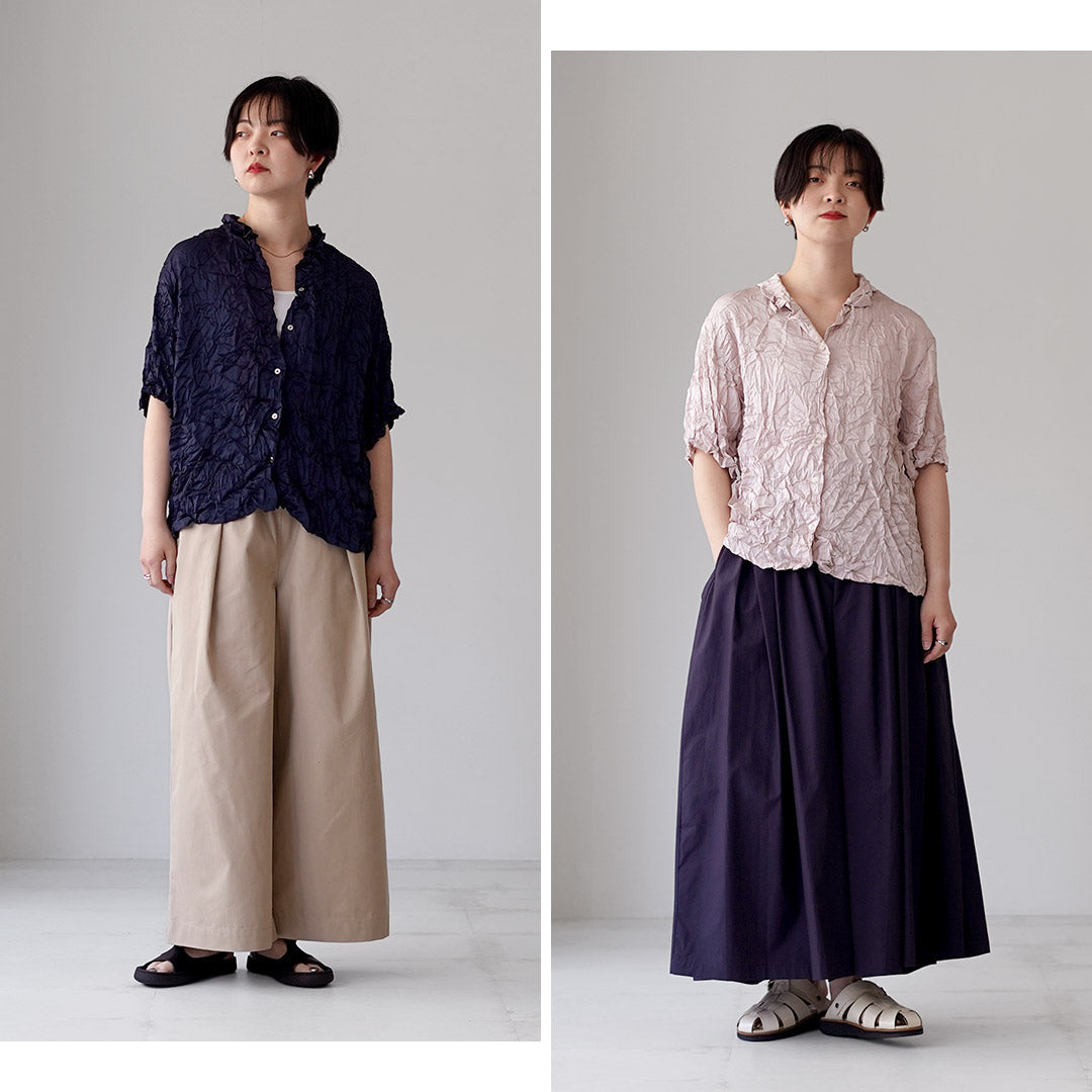 mizuiro ind（ミズイロインド） ワッシャー ハーフスリーブ シャツ 日本製