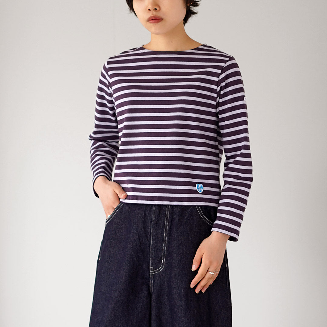 ORCIVAL（オーシバル） ＃B611 クルーネック クロップド ロングスリーブ プルオーバー ボーダー フランス製