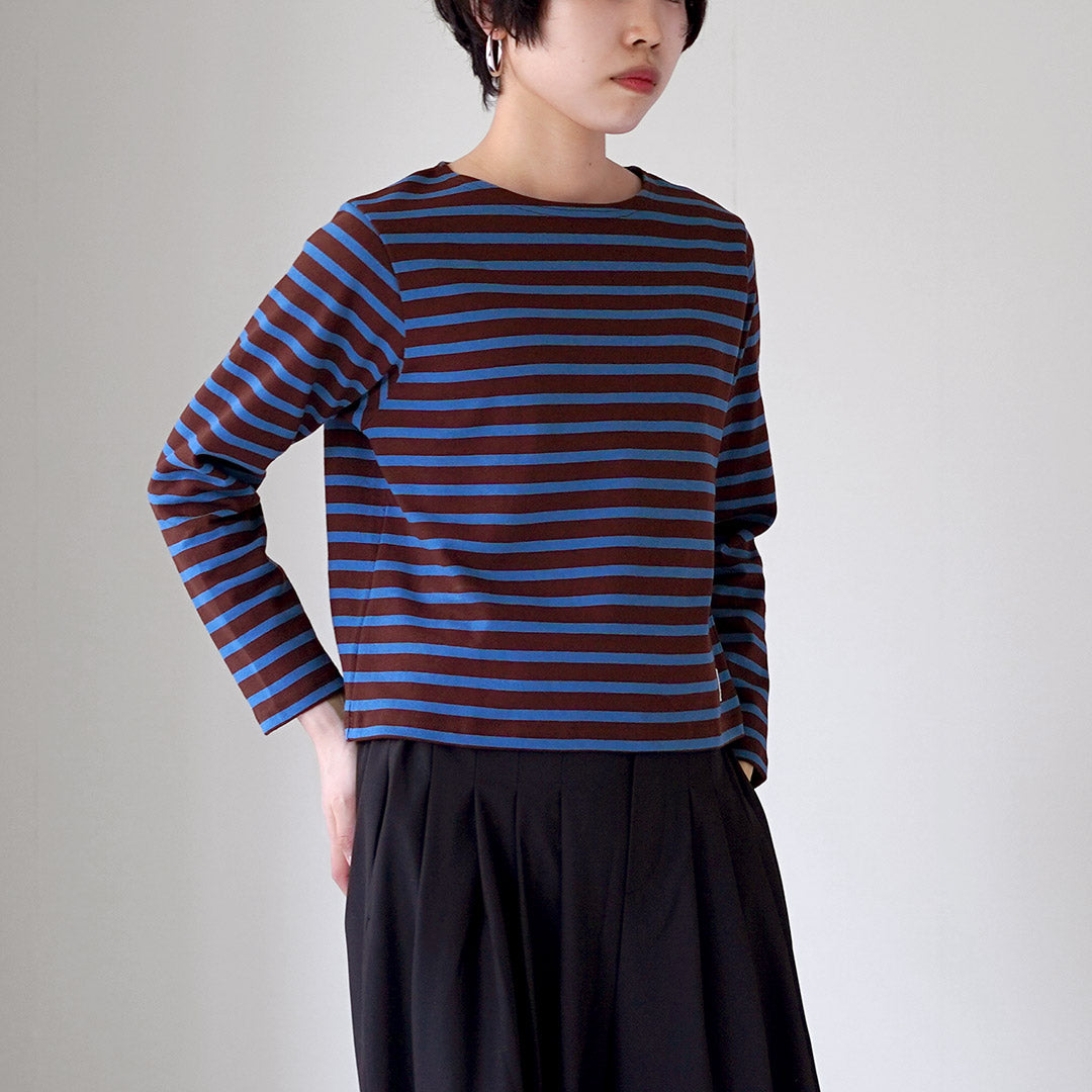 ORCIVAL（オーシバル） ＃B611 クルーネック クロップド ロングスリーブ プルオーバー ボーダー フランス製