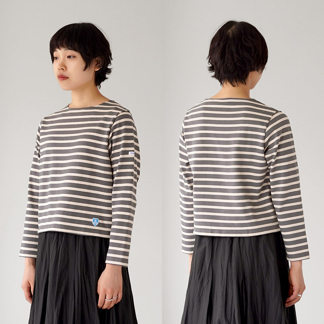 ORCIVAL（オーシバル） ＃B611 クルーネック クロップド ロングスリーブ プルオーバー ボーダー フランス製