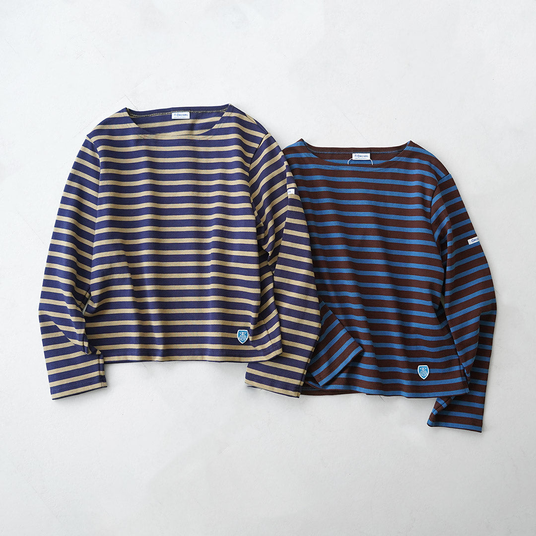 ORCIVAL（オーシバル） ＃B611 クルーネック クロップド ロングスリーブ プルオーバー ボーダー フランス製