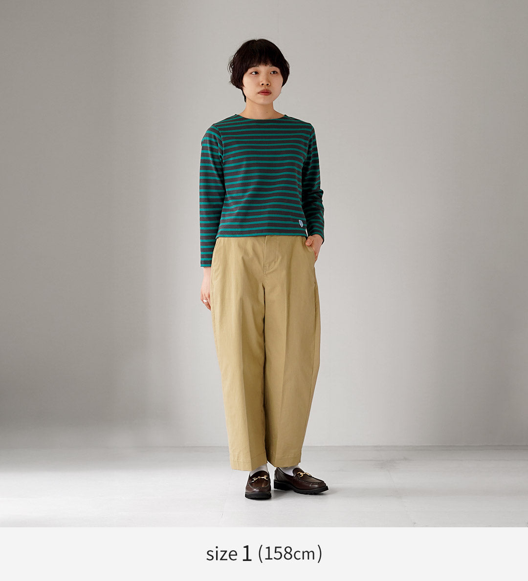 ORCIVAL（オーシバル） ＃B611 クルーネック クロップド ロングスリーブ プルオーバー ボーダー フランス製