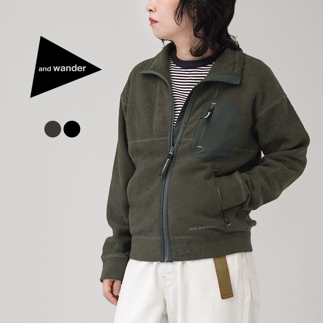 AND WANDER（アンドワンダー） PE ウォームパイル スタンドジップ