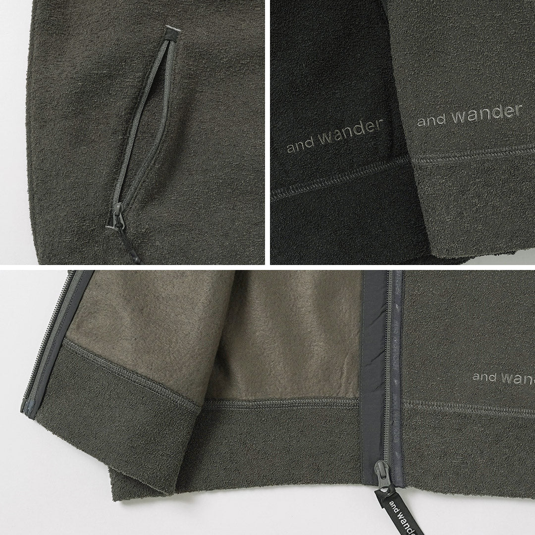AND WANDER（アンドワンダー） PE ウォームパイル スタンドジップ