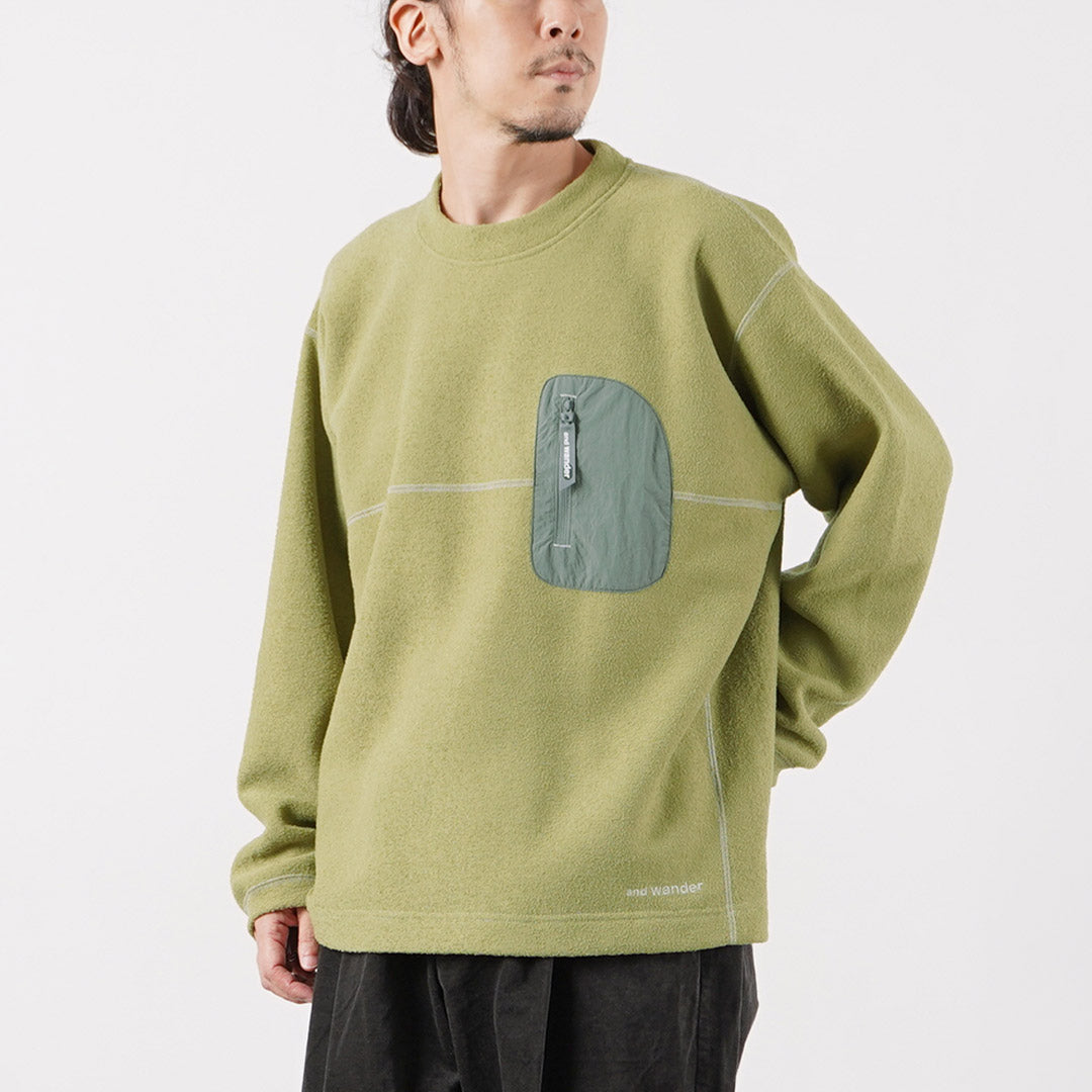 AND WANDER（アンドワンダー） PE ウォームパイル クルーネック M