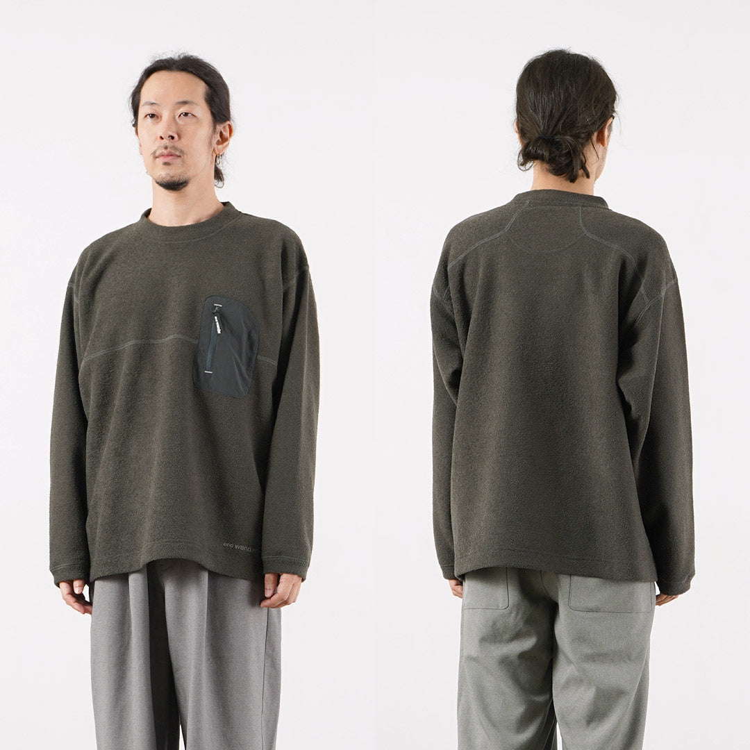 AND WANDER（アンドワンダー） PE ウォームパイル クルーネック M