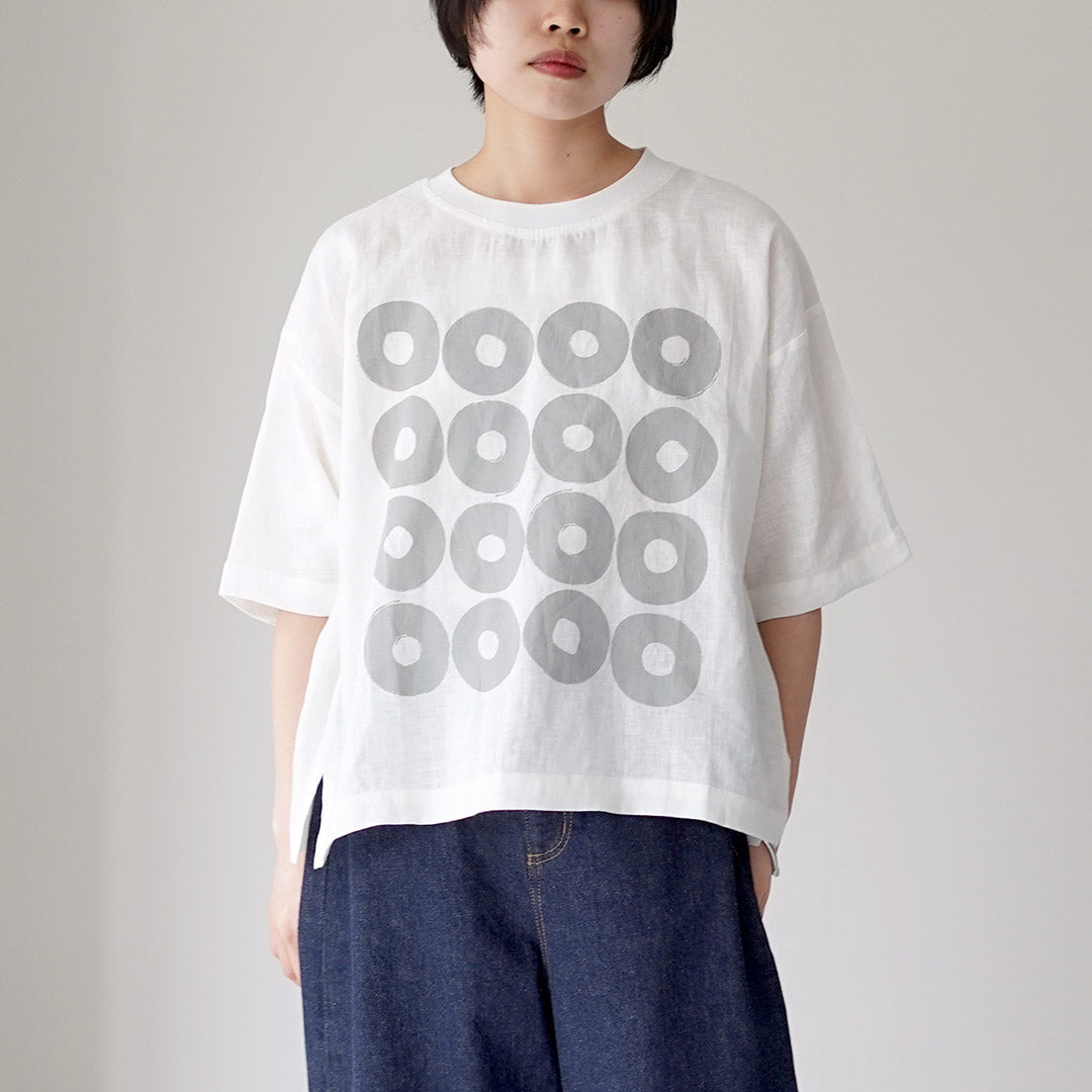 MAO MADE（マオメイド） リネン Tシャツ ドーナツ / レディース 半袖