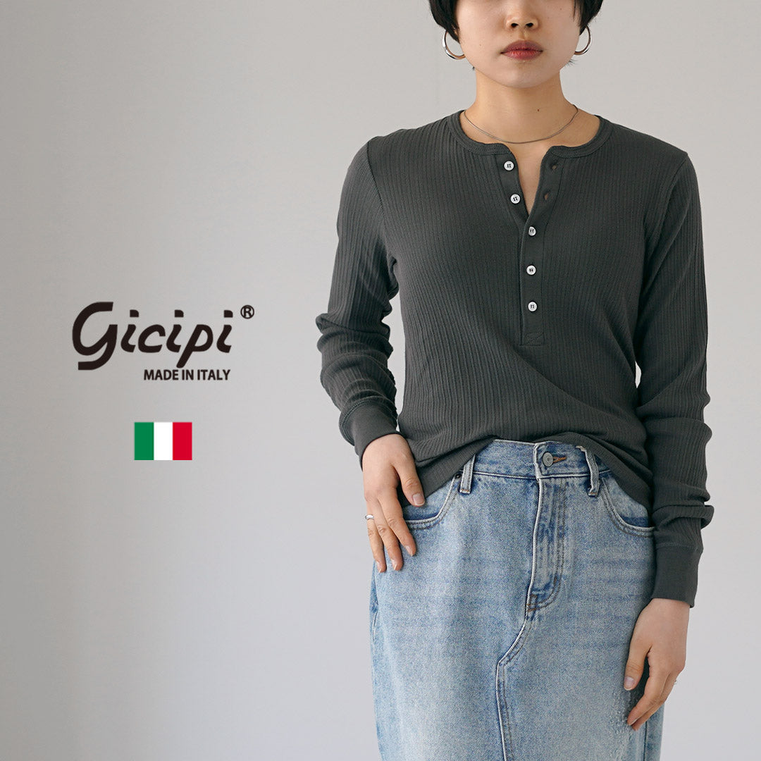 GICIPI（ジチピ） ORIGANO オリ－ガノ 針抜きヘンリーネック ジャストフィット カットソー イタリア製