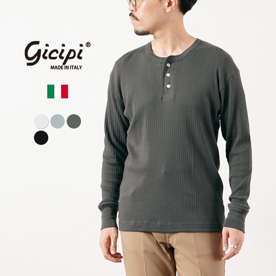 GICIPI（ジチピ） カストーロ ヘンリーネック ベーシックフィット ロングスリーブ カットソー イタリア製