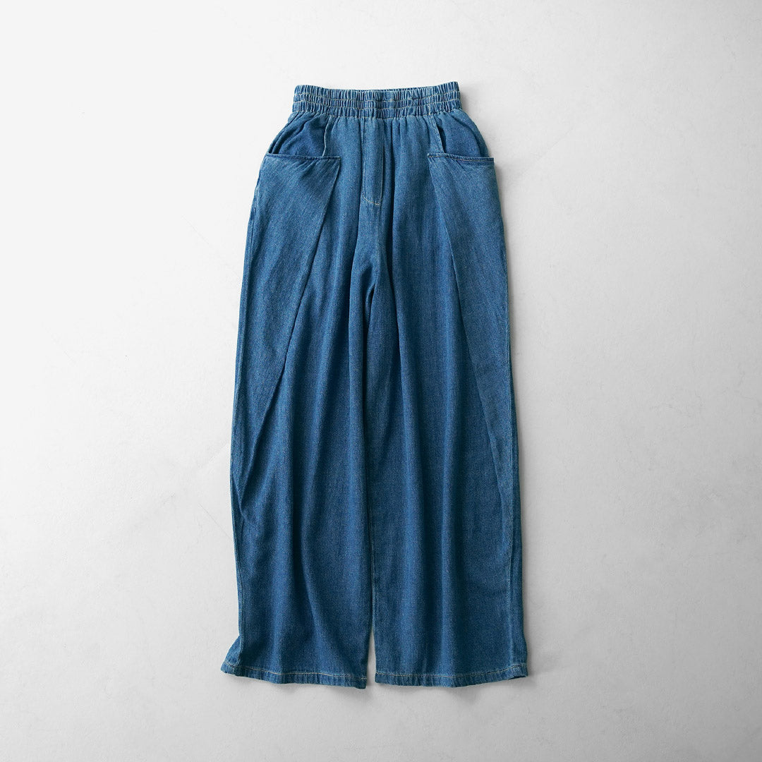 CYAN TOKYO（シアン トーキョー） オーバータック リネンデニム ワイド パンツ