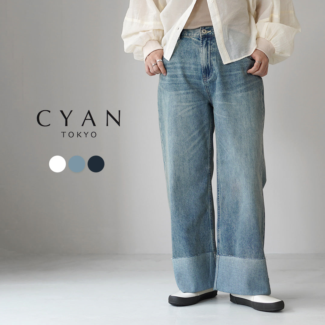 CYAN TOKYO（シアン トーキョー） ロールアップ ストレート デニム パンツ