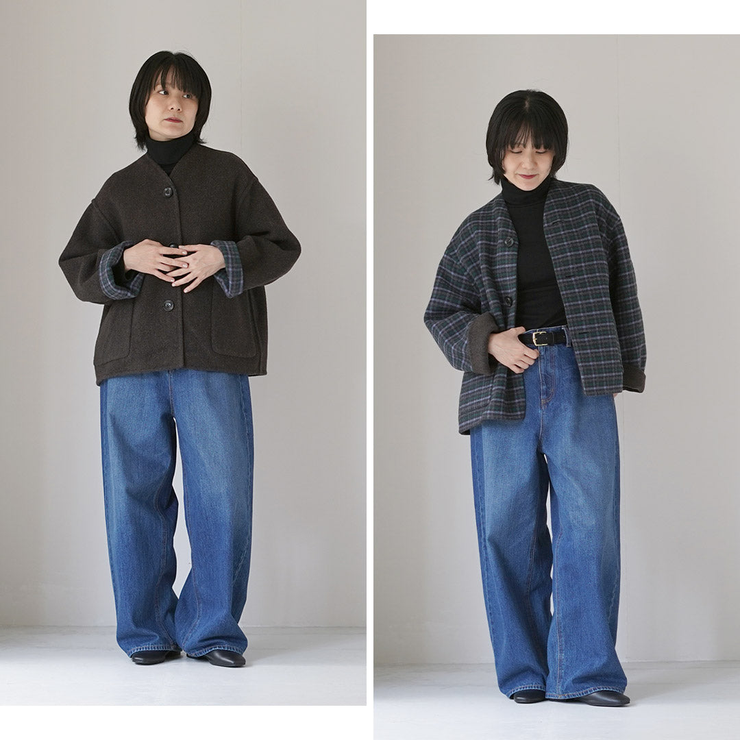 LE GLAZIK（ル グラジック） ノーカラー リバーシブルジャケット