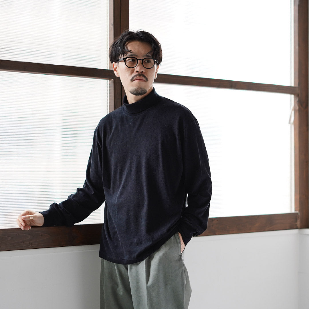 FILMELANGE（フィルメランジェ） コード コットンカシミヤ天竺 タートルネックTシャツ 日本製