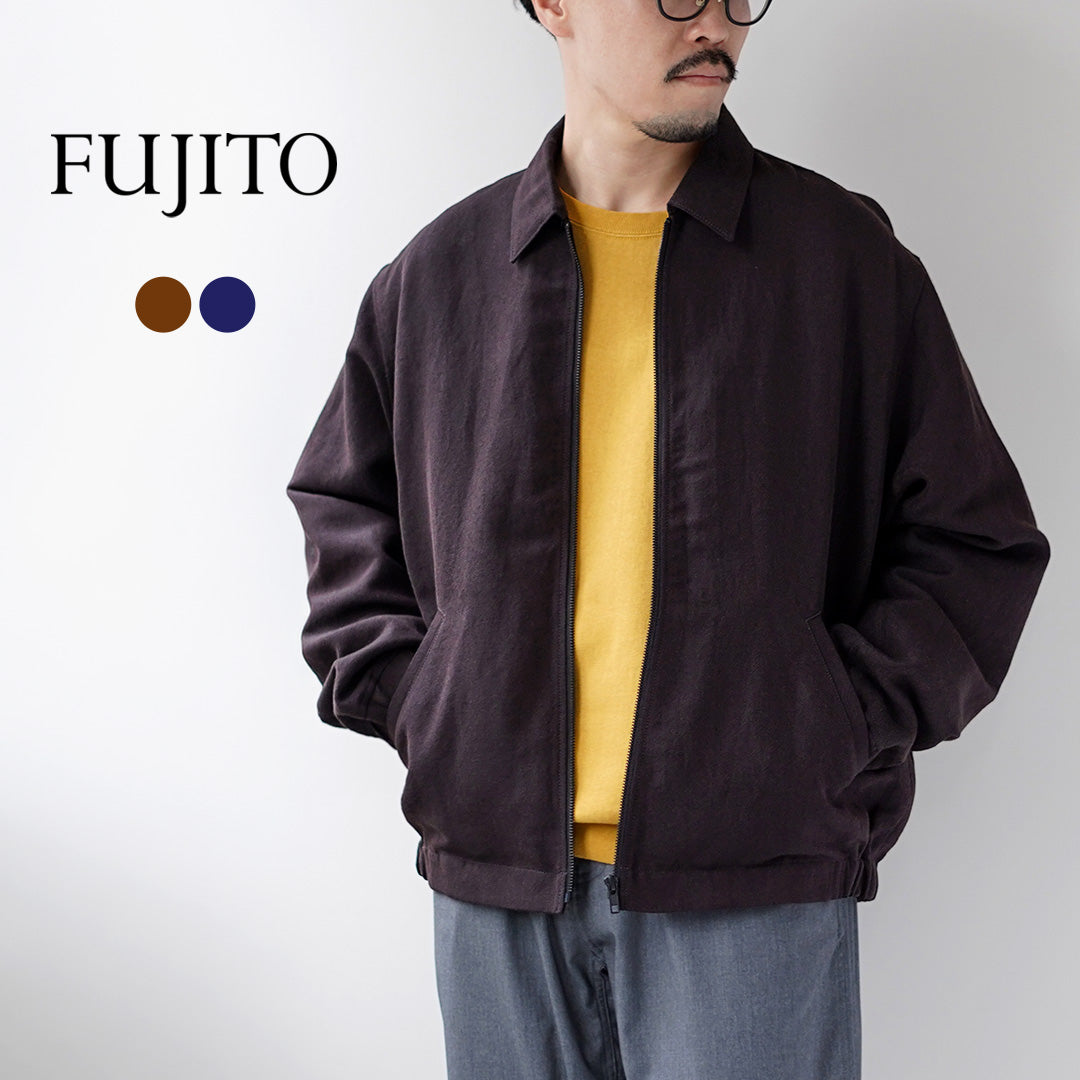 FUJITO（フジト） ウール/リネン サージ ジップアップブルゾン