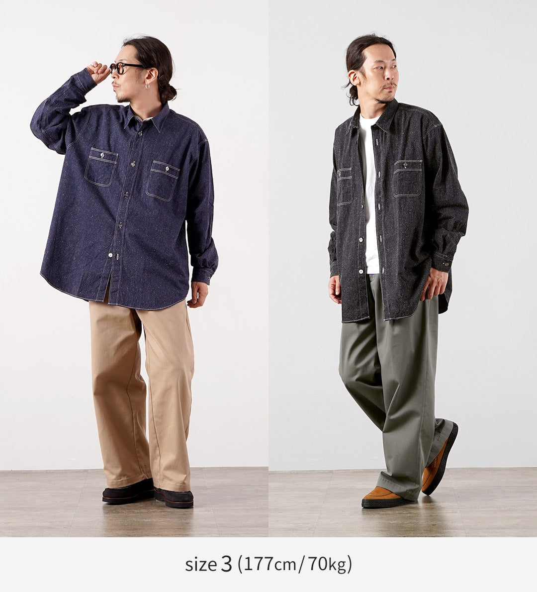 FUJITO（フジト） ネップデニムシャンブレー ビッグサイズ ワークシャツ 日本製