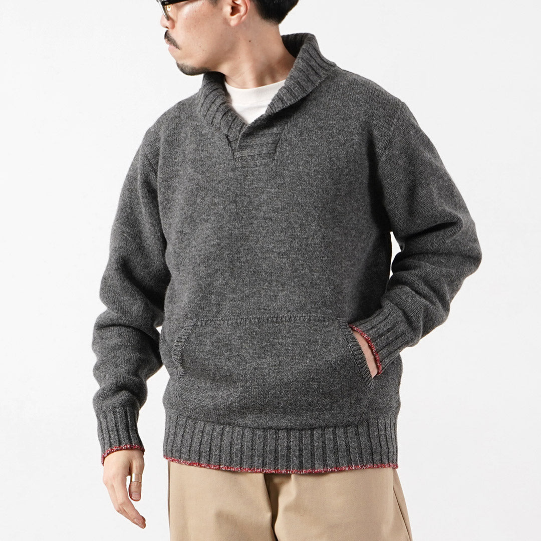 FUJITO（フジト） シェットランド×メリノウール ショールカラーセーター ニット 日本製