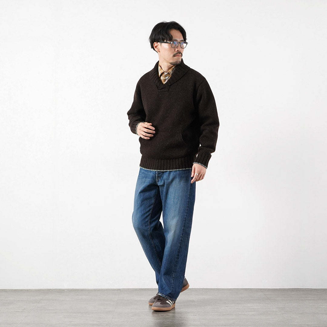 FUJITO（フジト） シェットランド×メリノウール ショールカラーセーター ニット 日本製