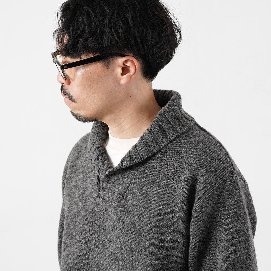 FUJITO（フジト） シェットランド×メリノウール ショールカラーセーター ニット 日本製