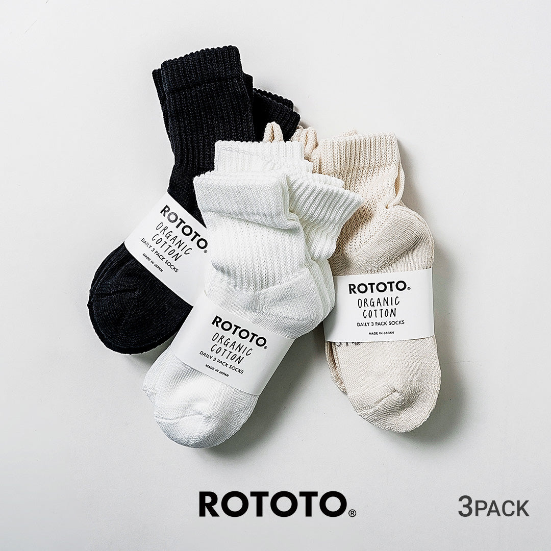 ROTOTO（ロトト） オーガニック デイリー 3パック ミニクルーソックス 日本製