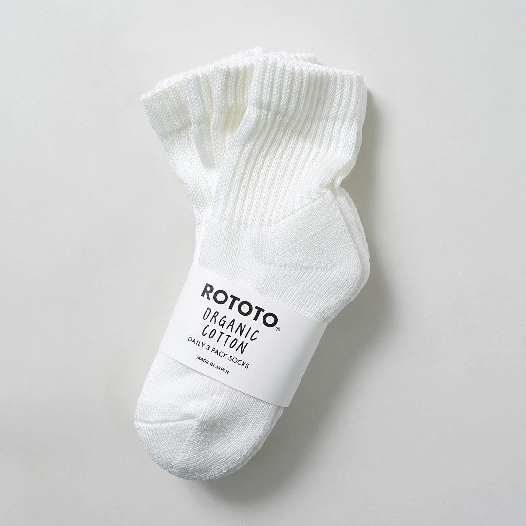 ROTOTO（ロトト） オーガニック デイリー 3パック ミニクルーソックス 日本製