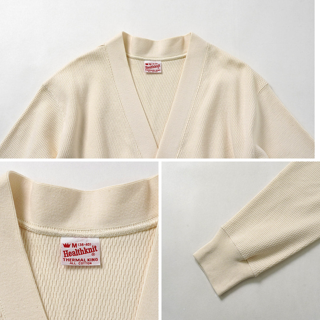 HEALTHKNIT（ヘルスニット） サーマルキング ラッセル ハニカム カーディガン ロングスリーブ