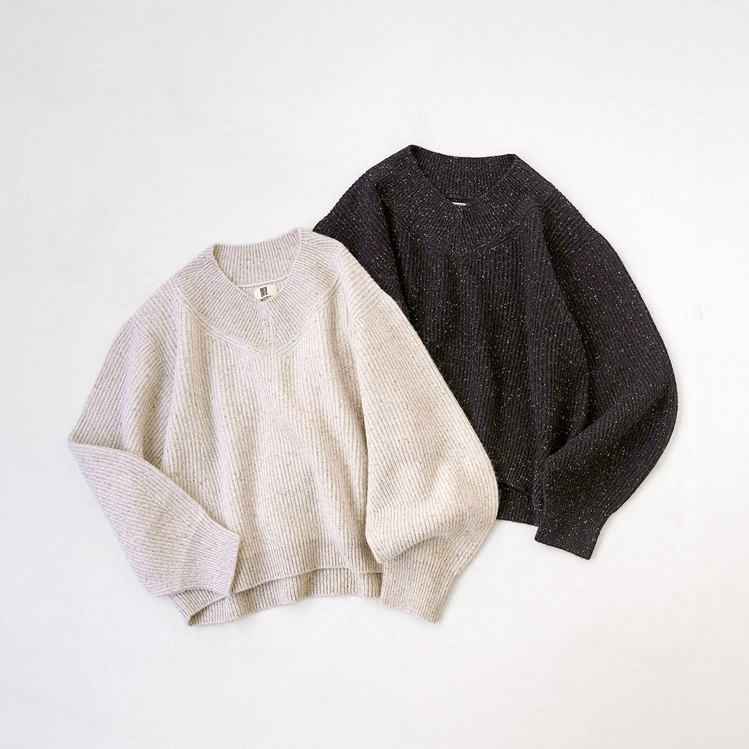 UNFIL（アンフィル） ウールコットン＆シルクネップ ニット プルオーバー 日本製