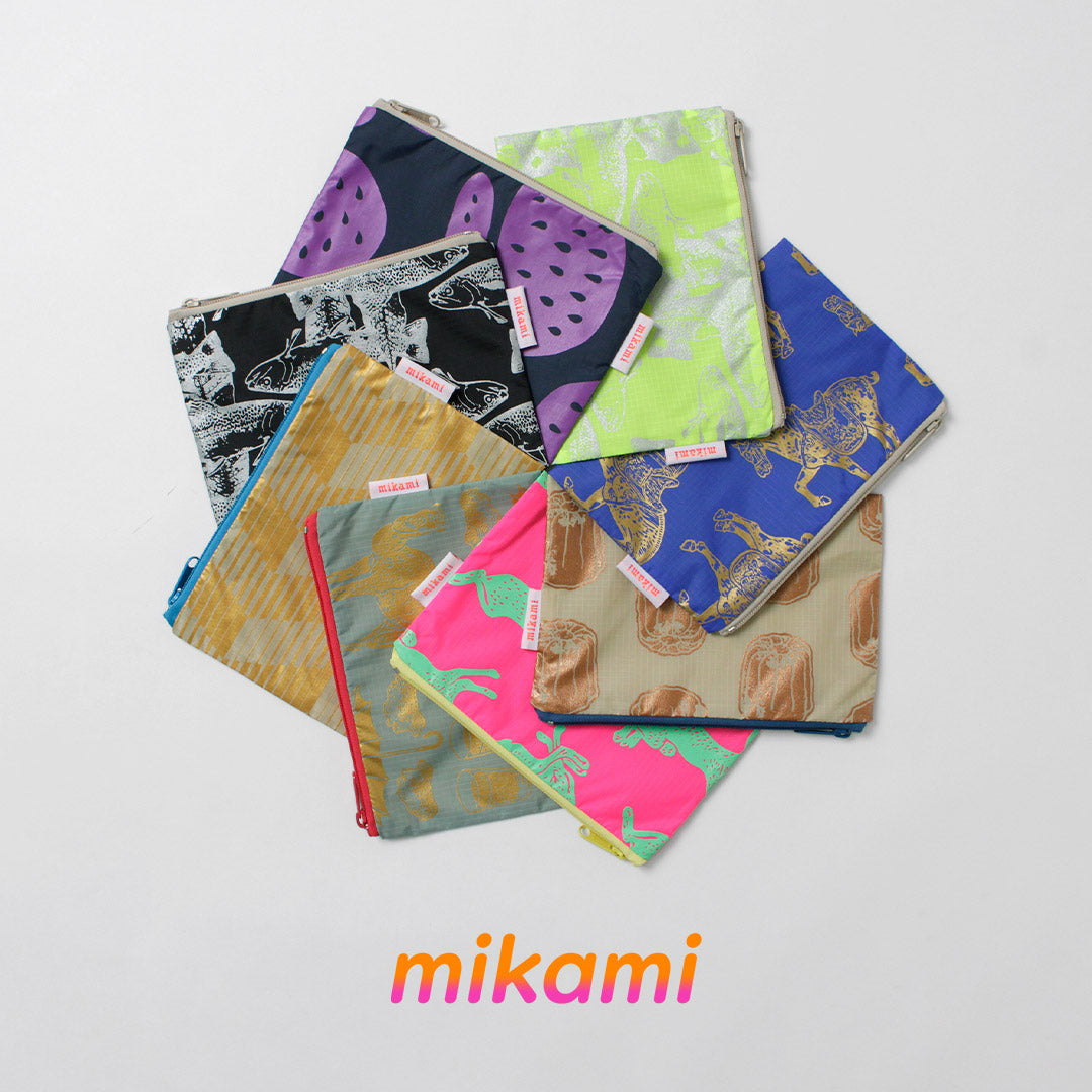 MIKAMI（ミカミ） ハンドプリント マルチZIPポーチ ナイロン