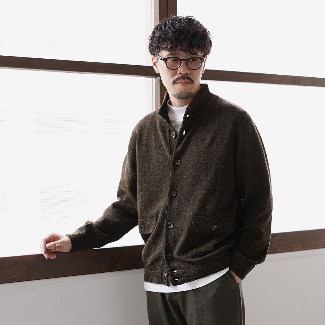 RINASCENTE（リナシェンテ） ウール スタンドカラー ニットジャケット 日本製