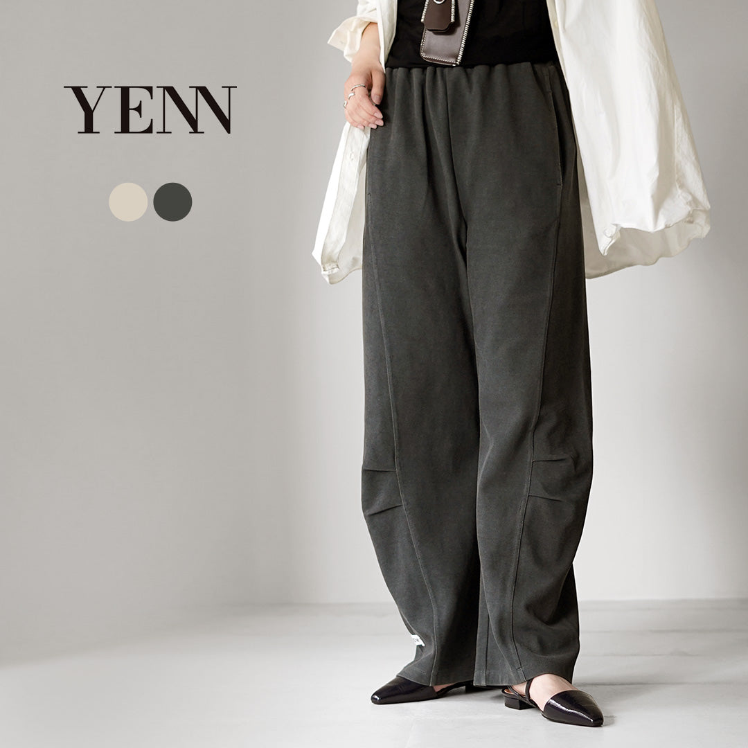 YENN イエン イージーパンツ ストレート ジャージー ブラック YENN（イェン） フェーデッド ジャージー パンツ / レディース ワイド