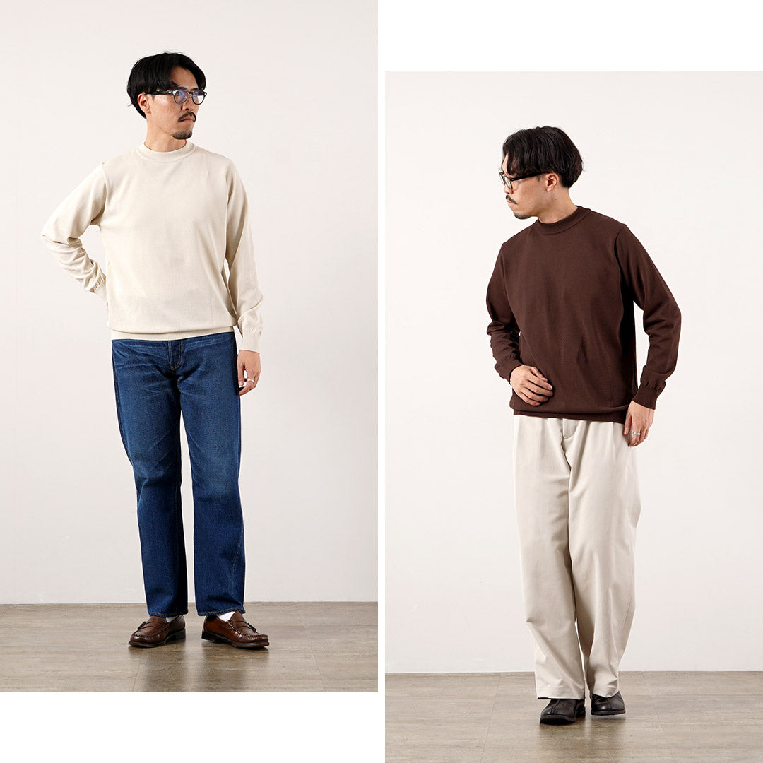 RINASCENTE（リナシェンテ） 別注 ハイブリッド ウォッシャブル 沼ネック ロングスリーブ ニットTシャツ 日本製