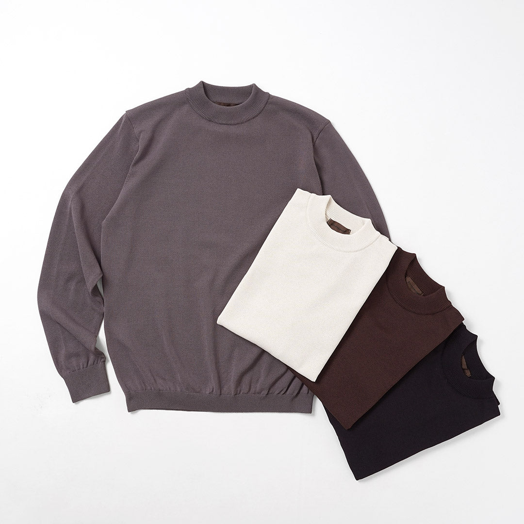 RINASCENTE（リナシェンテ） 別注 ハイブリッド ウォッシャブル 沼ネック ロングスリーブ ニットTシャツ 日本製