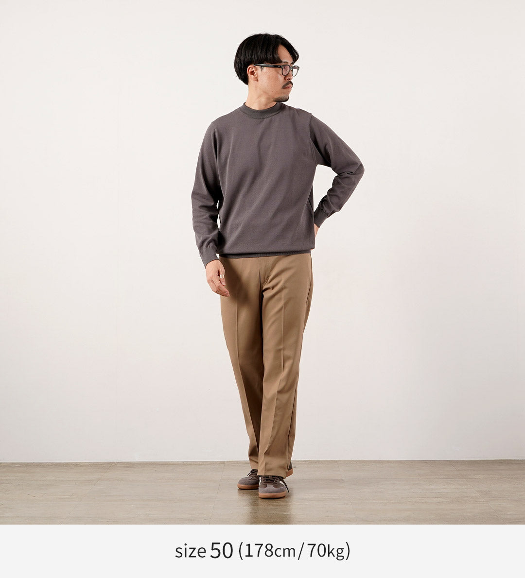 RINASCENTE（リナシェンテ） 別注 ハイブリッド ウォッシャブル 沼ネック ロングスリーブ ニットTシャツ 日本製
