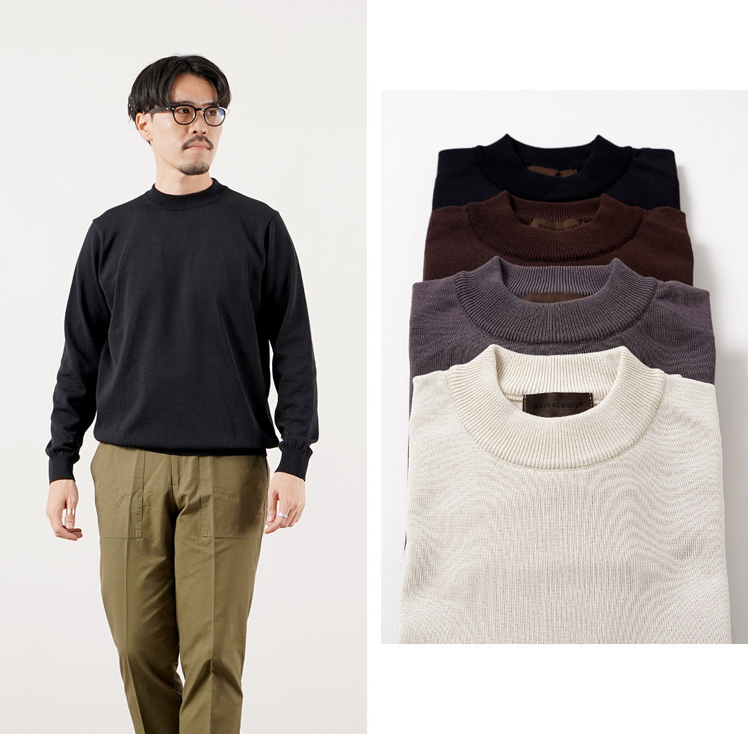 RINASCENTE（リナシェンテ） 別注 ハイブリッド ウォッシャブル 沼ネック ロングスリーブ ニットTシャツ 日本製