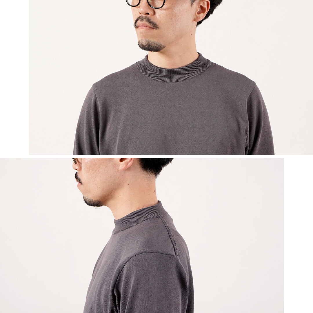 RINASCENTE（リナシェンテ） 別注 ハイブリッド ウォッシャブル 沼ネック ロングスリーブ ニットTシャツ 日本製