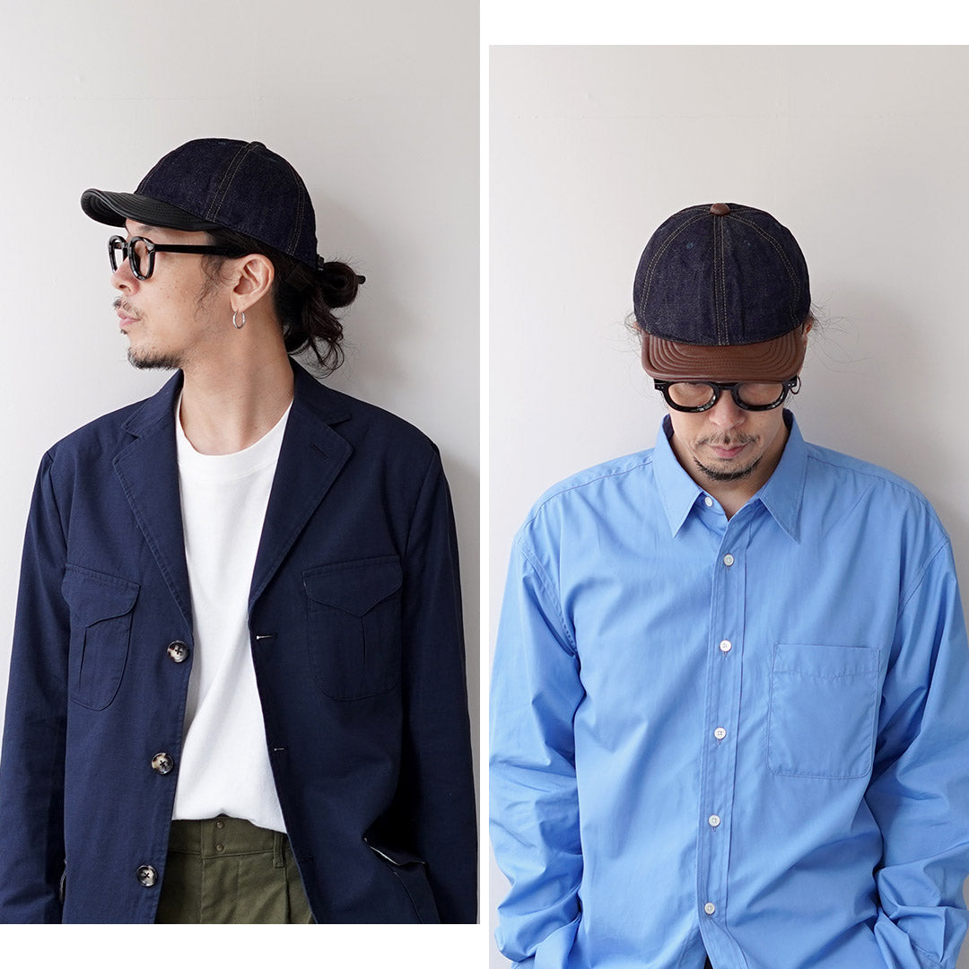 HIGHER（ハイアー） セルヴィッチデニム × レザーブリムキャップ 日本製