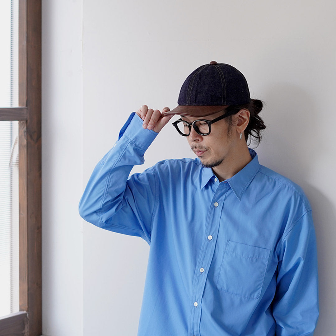 HIGHER（ハイアー） セルヴィッチデニム × レザーブリムキャップ 日本製