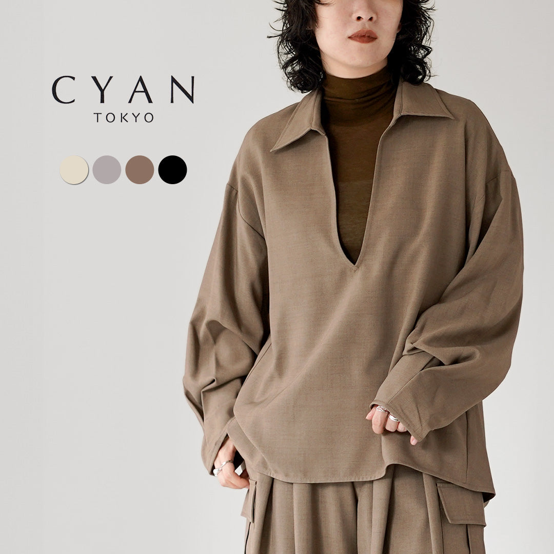 CYAN TOKYO（シアン トーキョー） バックフレアー スキッパー プルオーバー