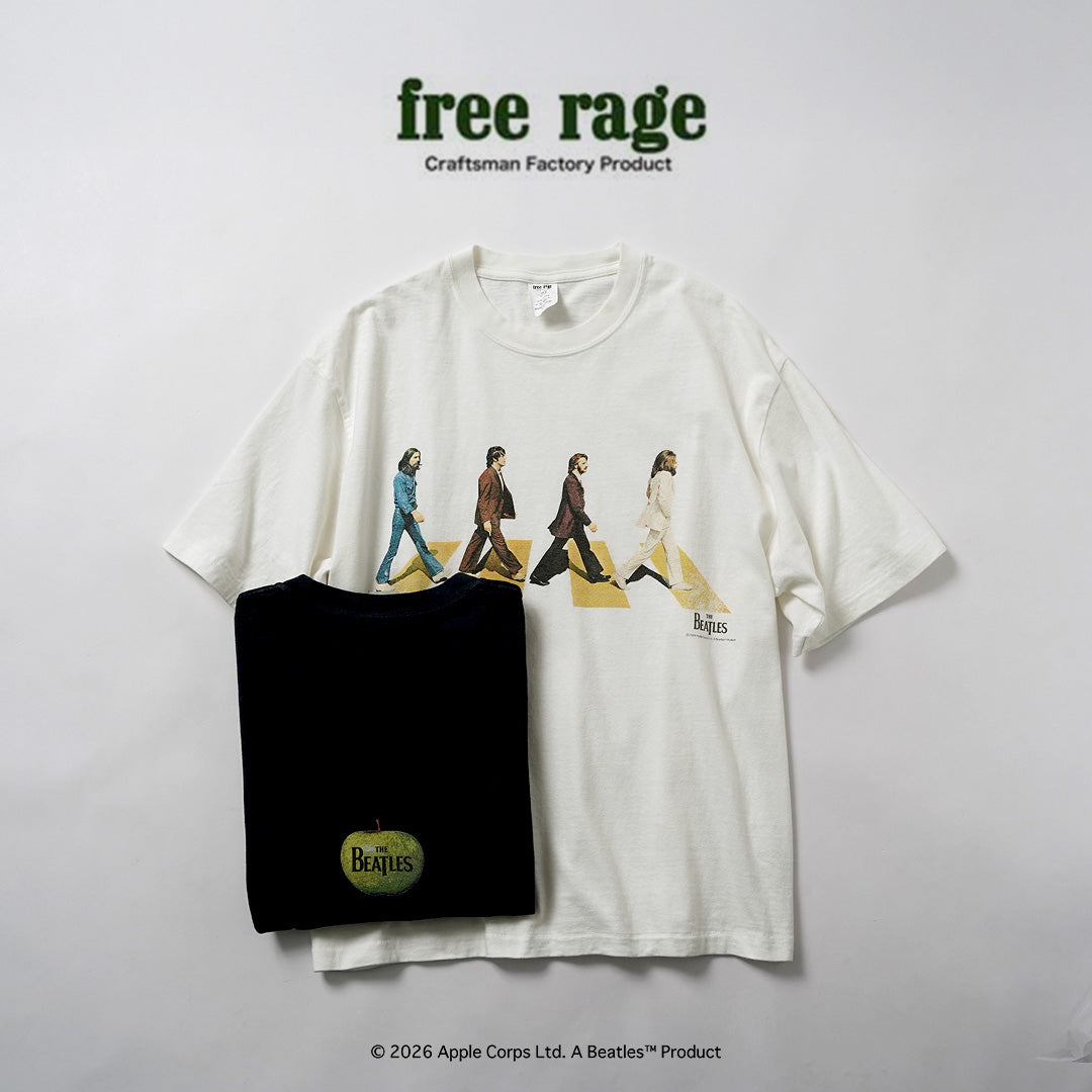FREE RAGE（フリーレイジ） ビートルズ×フリーレイジ ラストレコーディング リサイクルコットン ショートスリーブTシャツ 日本製